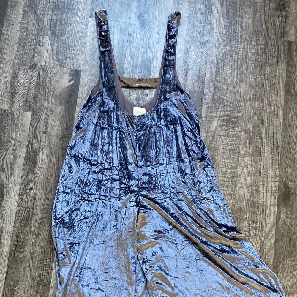 Silver velvet flowy jumpsuit/ romper